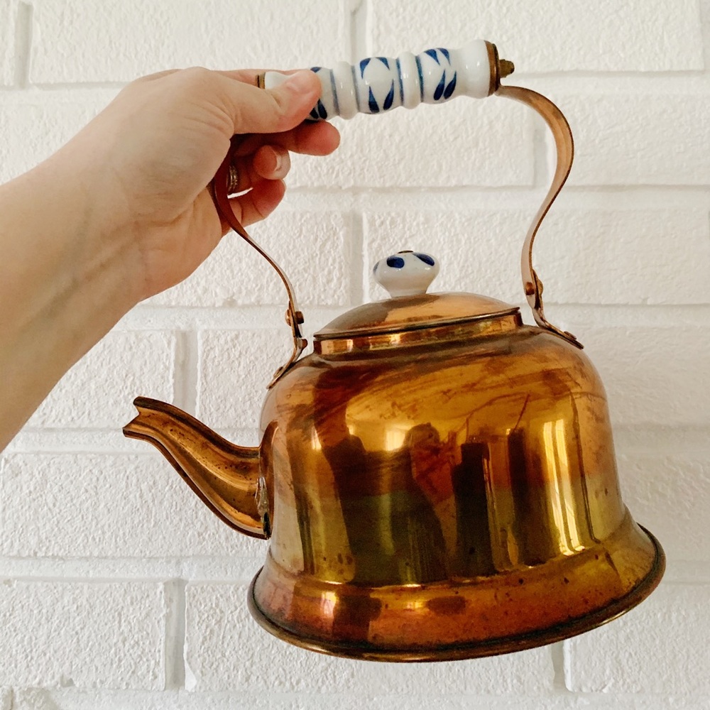 vintage copper tea kettle